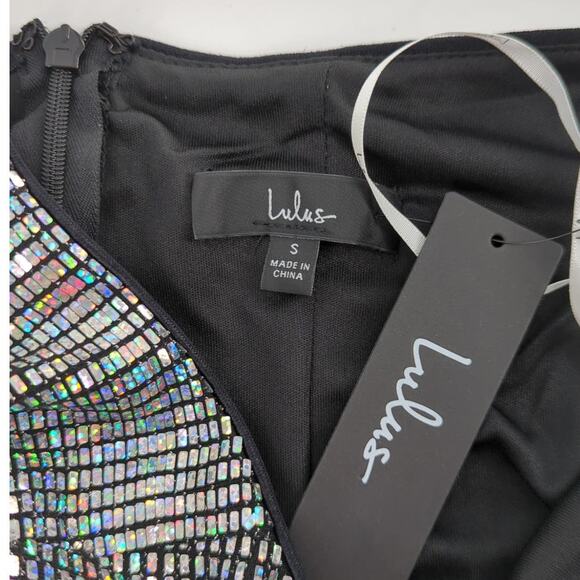 Lulus Iridescent Silver Sequin Halter Bodycon Dress S - Picture 8 of 10